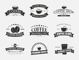 Set of coffee logo with ribbons