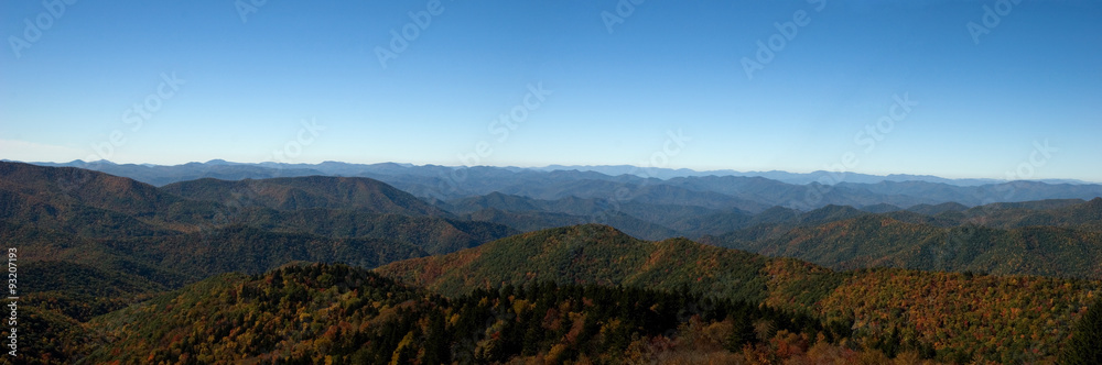 Panorama of the Blue Ridge Mountains in Autumn