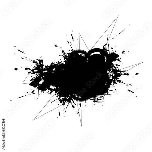 Abstract black explosion on white background. Vector illustration.