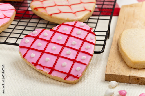 Valentines Day heart shaped cookies. Selective focus.