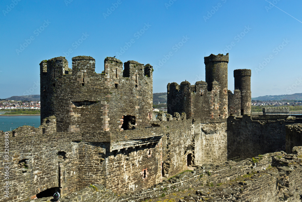 Conwy castle fortress with stone walls and towers