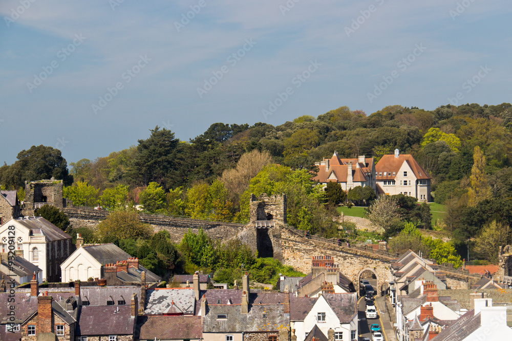 View of Conwy, Wales with its distinctive protective wall