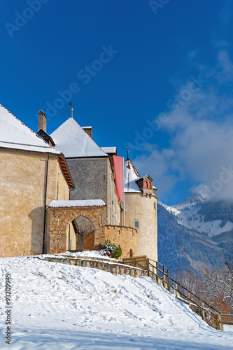 Castle of Gruyeres in Switzerland located in the medieval town o