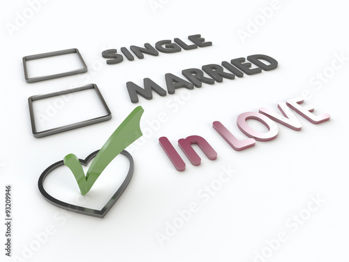 Lovers Marital Survey on White Background