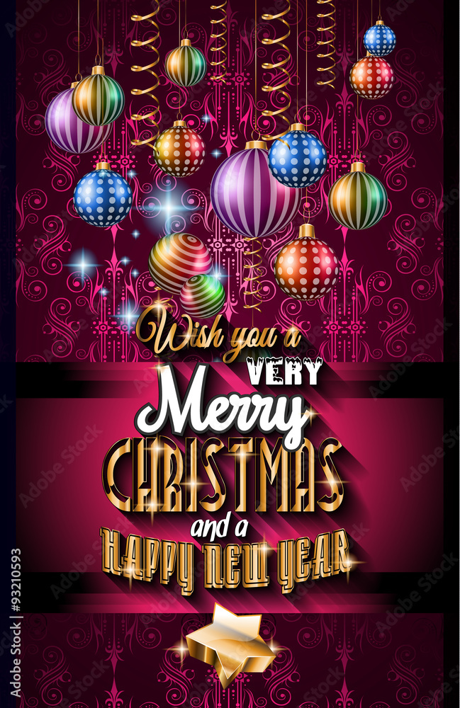 Naklejka premium 2016 Christmas and Happy New Year Party flyer