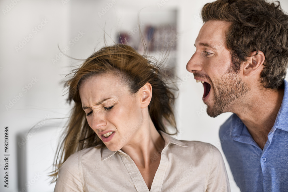 Angry man. He yells at his wife Angry man. He yells at his wife