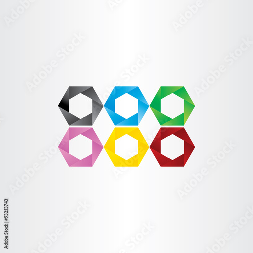 colorful hexagon icon vector frame set