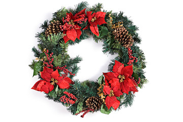 Christmas Holiday Wreath Isolated On White