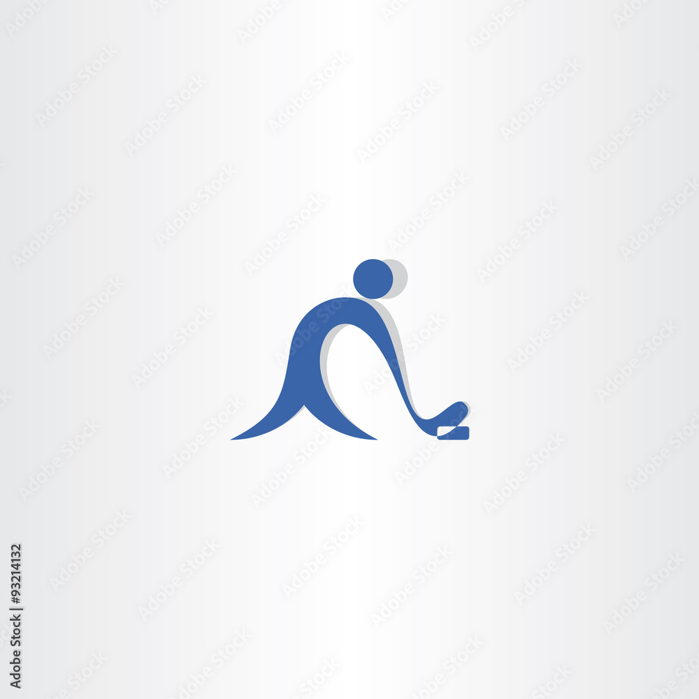 hockey player vector logo blue icon