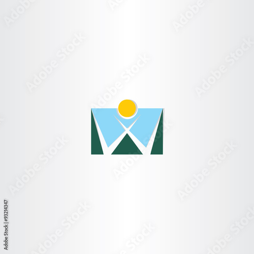 logo letter w mountain and sun icon