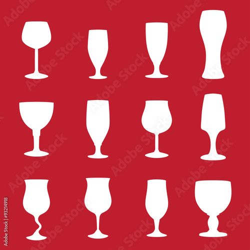 Different types of glasses for drinking