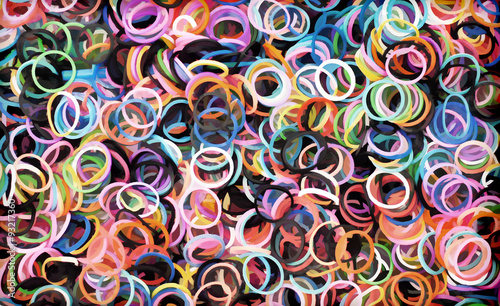 Colourful rings for abstract backgrounds