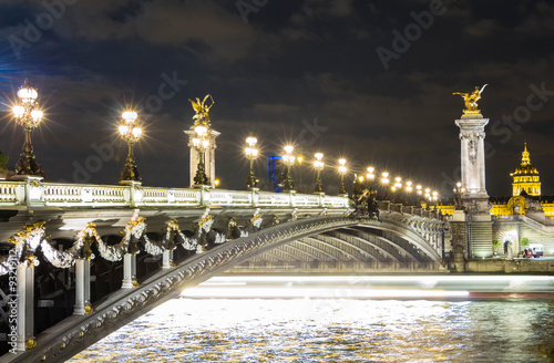 The bridge of Alexandre III at night, Paris, France.