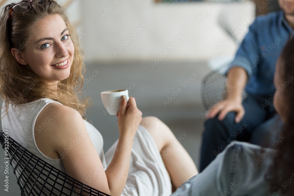 Female office worker during break Female office worker during break