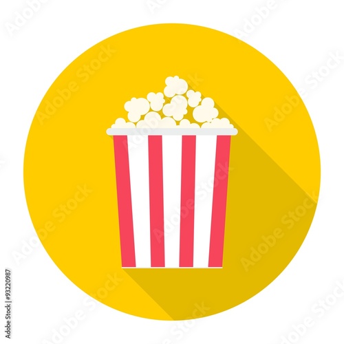 Popcorn package bag icon with long shadow