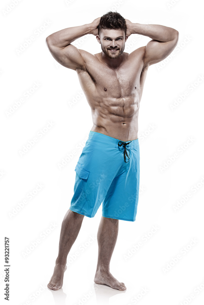Strong Athletic Man Fitness Model Torso showing big muscles