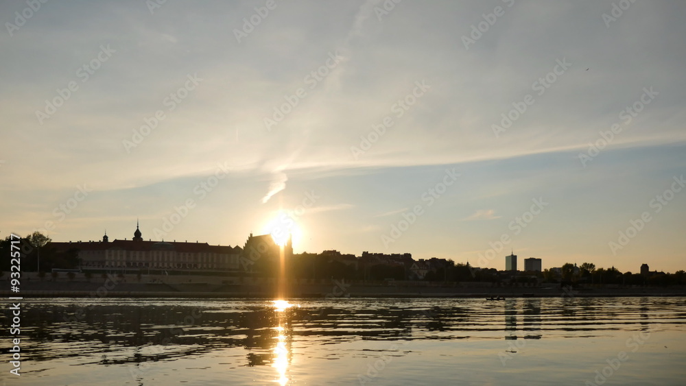 Sunset over the old town in Warsaw - timelapse Sunset over the old town in Warsaw - timelapse