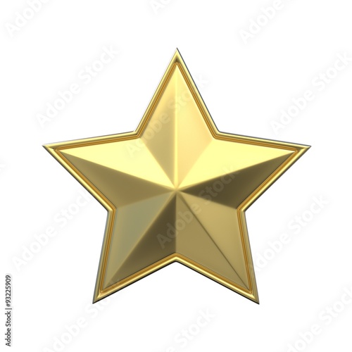 Single gold star. 3D render illustration isolated on white background