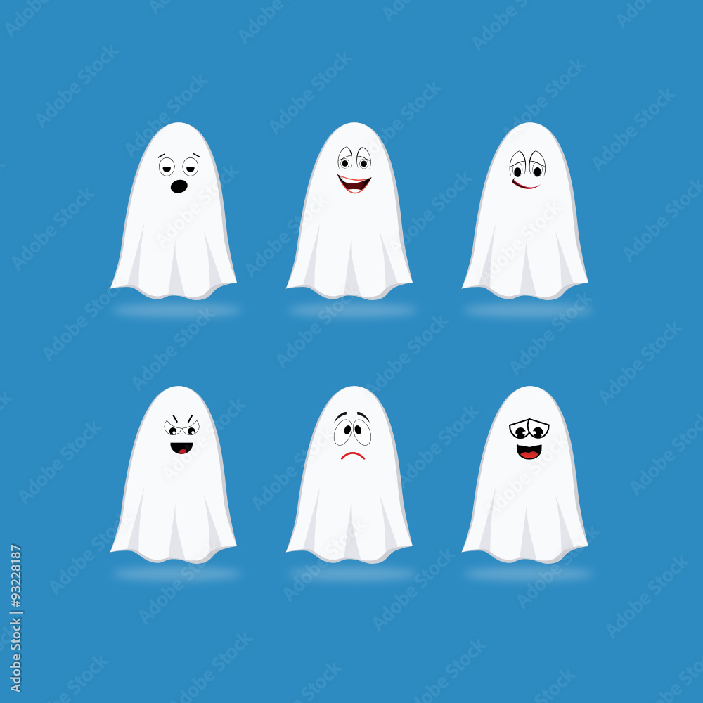 Ilustração com fantasmas engraçados