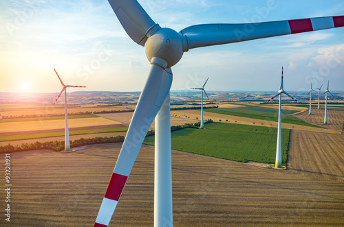 Sunset above the windmills photo