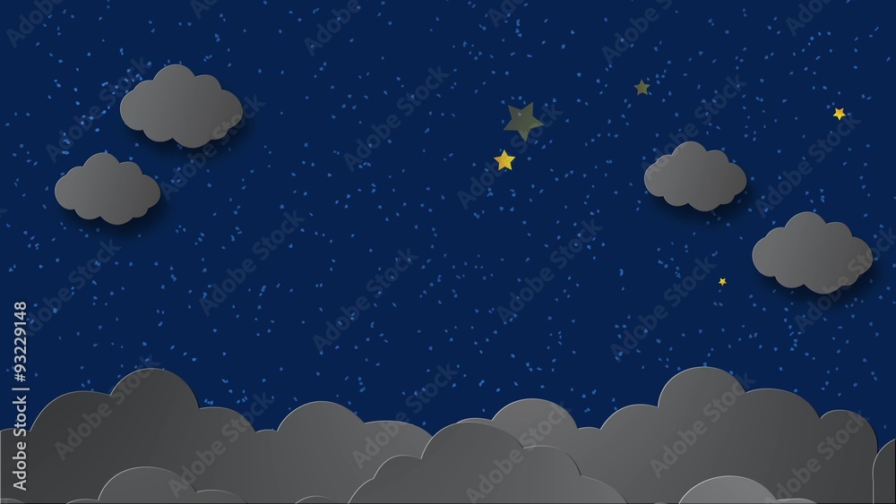 Moon Clouds animation in the night scene with stars twinkling Moon Clouds animation in the night scene with stars twinkling