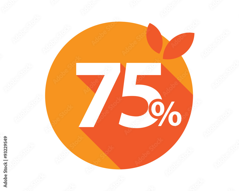 75 Percent Discount Logo Orange Circle