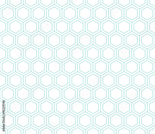 Seamless mint and white hexagon pattern vector