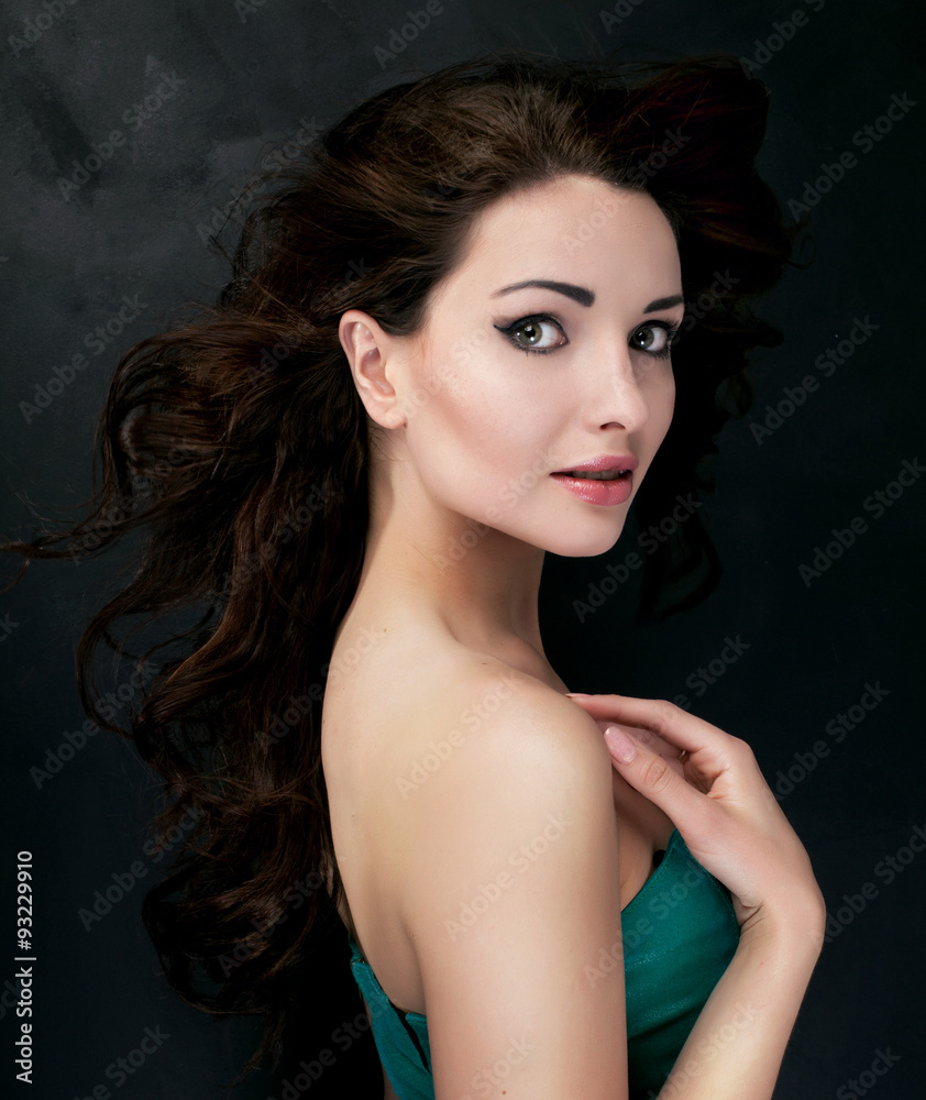 Naklejka premium Portrait of sexy woman with long hair.