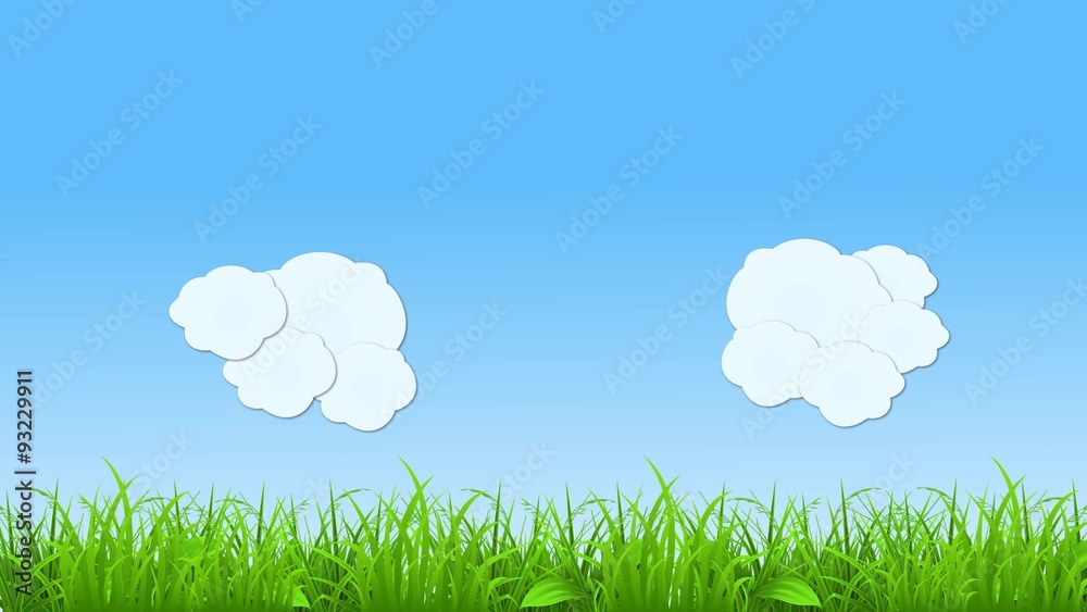 Rainbow and Cloud popup Animation with grass strip Rainbow and Cloud popup Animation with grass strip