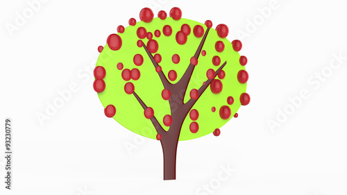 tree with red colour fruits abstract cartoon art