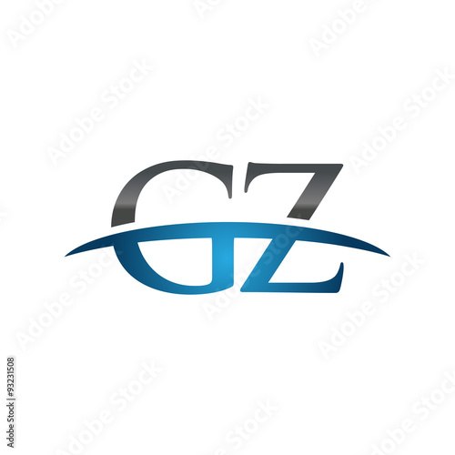 GZ initial company swoosh logo blue