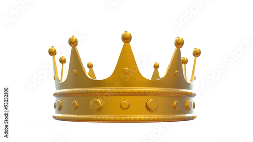 A gold crown for king and queen as graphic resource on white background