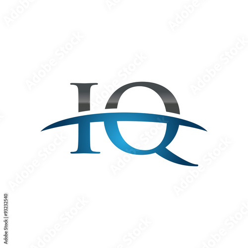 IQ initial company swoosh logo blue