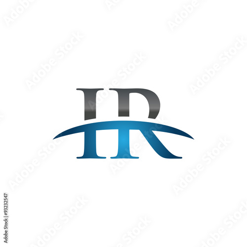 IR initial company swoosh logo blue