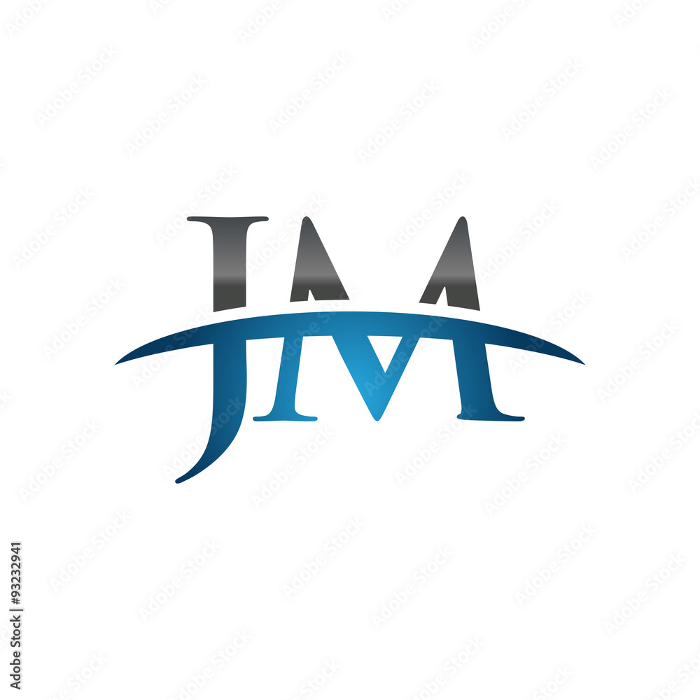 JM initial company swoosh logo blue JM initial company swoosh logo blue