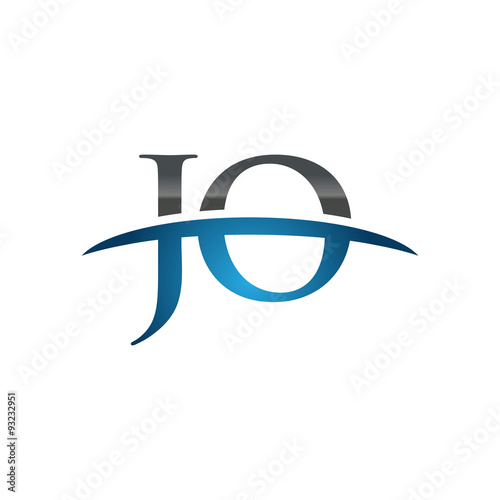 JO initial company swoosh logo blue