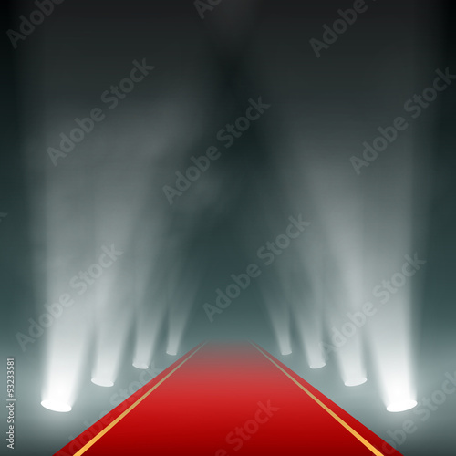 Lanterns illuminate the red carpet.