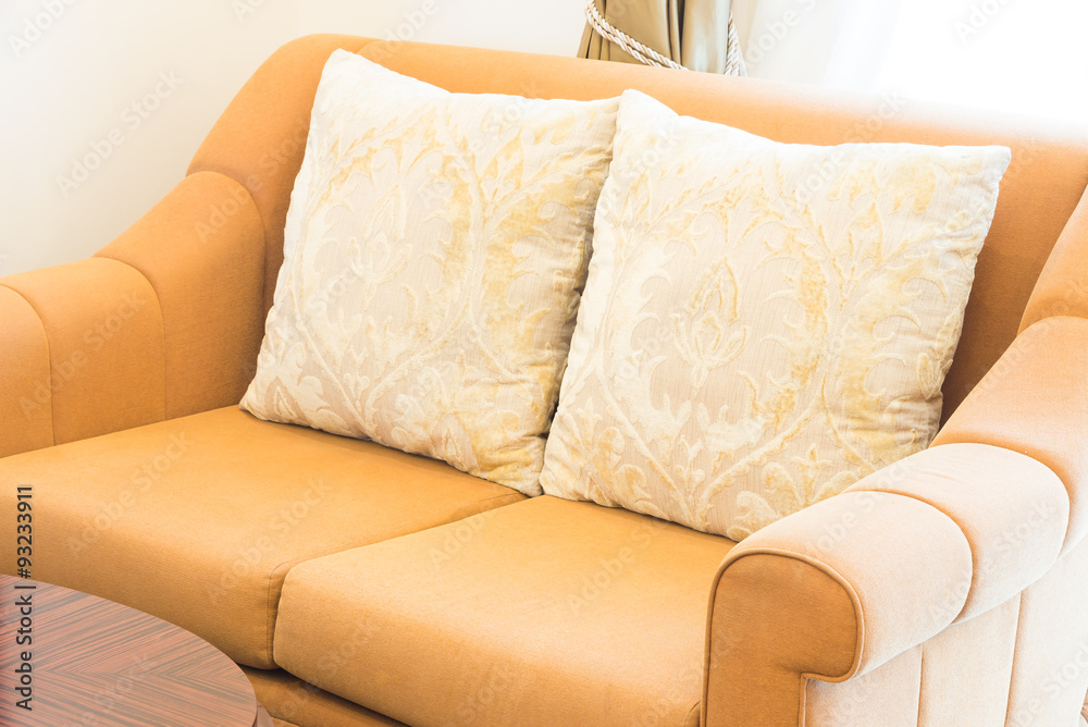 Pillow on sofa with light lamp Pillow on sofa with light lamp