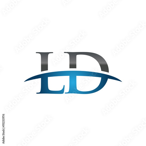 LD initial company swoosh logo blue