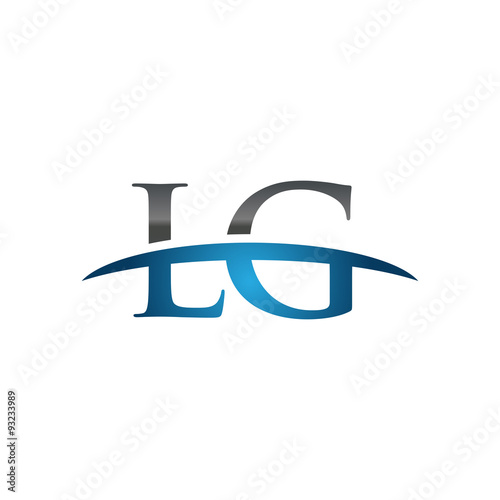 LG initial company swoosh logo blue