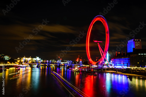Fototapeta London Eye v noci, Velká Británie