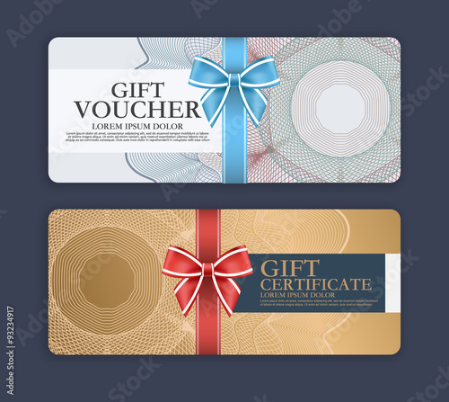 Gift certificate and gift voucher modern guilloche template.