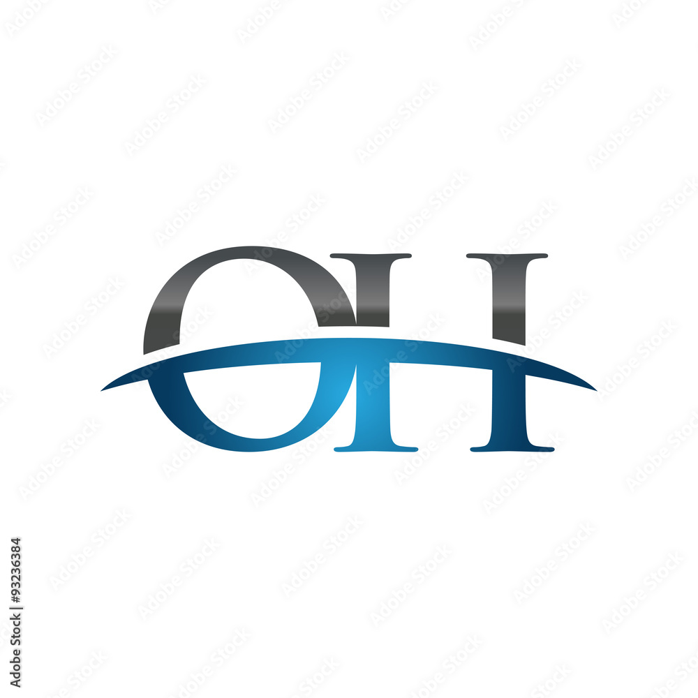 OH initial company swoosh logo blue OH initial company swoosh logo blue
