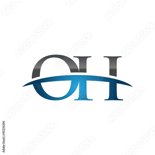 OH initial company swoosh logo blue