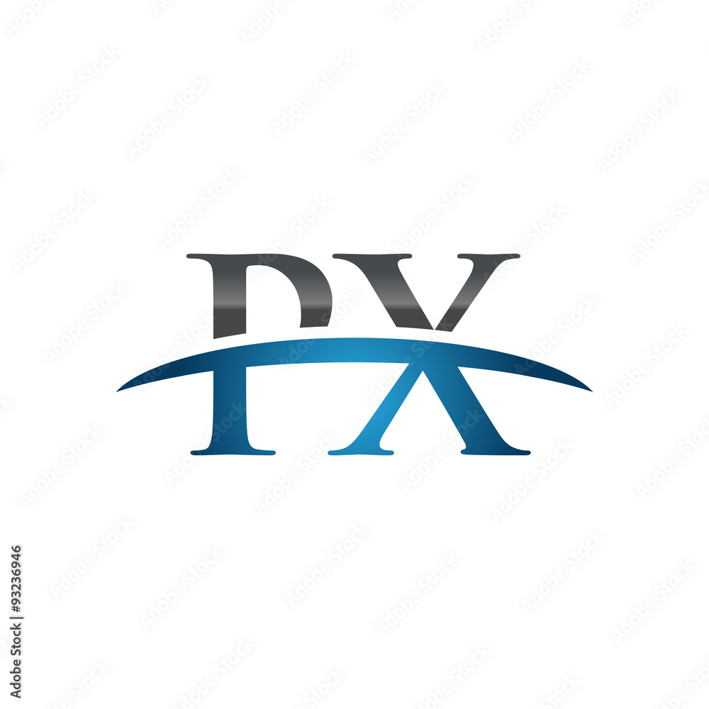 PX initial company swoosh logo blue PX initial company swoosh logo blue