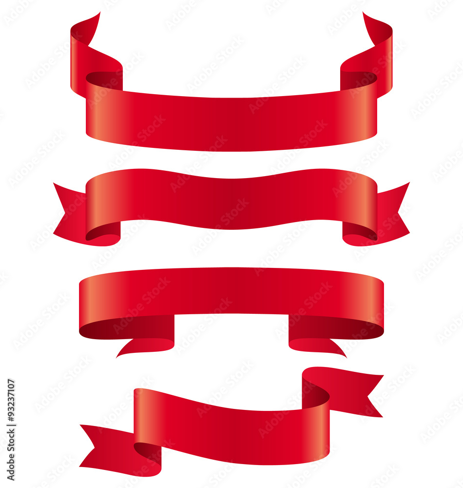Celebration Curved Ribbons Variations Isolated on White Backgrou Celebration Curved Ribbons Variations Isolated on White Backgrou