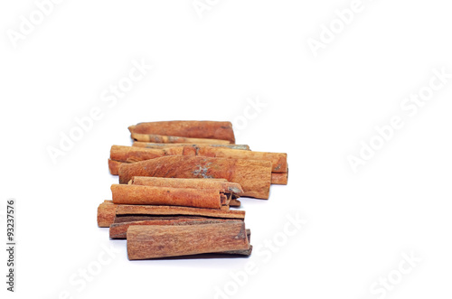 Cinnamon isolation on a white background. Spices macro.