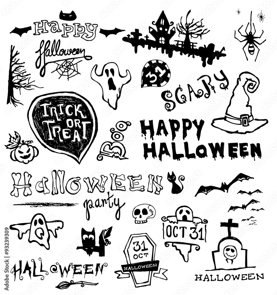 hand-drawn Halloween doodles hand-drawn Halloween doodles