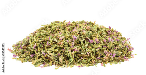 Dried Thyme with flowers isolated on white