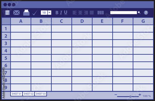 Empty table document, suitable for infographic illustration or as a  business template,. Vector illustration
